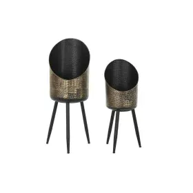 Set of pots DKD Home Decor Black Copper Metal Vintage 26 x 26 x 70 cm by DKD Home Decor, Flower Pots - Ref: S3034673, Price: ...