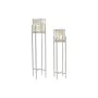 Set de pots DKD Home Decor Blanc Marron Naturel Métal Rotin 21 x 21 x 77 cm (2 Unités) de DKD Home Decor, Pots de fleurs - Ré...