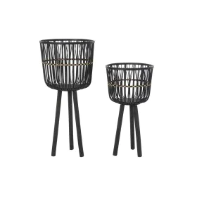 Set di Vasi DKD Home Decor Nero Bambù Coloniale 36 x 36 x 78 cm (2 Unità) di DKD Home Decor, Vasi tradizionali - Rif: S303469...