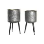 Set de pots DKD Home Decor Noir Gris Métallisé Métal Loft 25 x 25 x 46 cm de DKD Home Decor, Pots de fleurs - Réf : S3034711,...