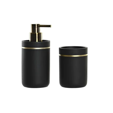 Set de Baño DKD Home Decor Negro Dorado Resina 7 x 7 x 17 cm de DKD Home Decor, Juegos de accesorios de baño - Ref: S3036609,...