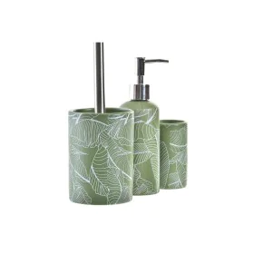 Set da Bagno DKD Home Decor Verde Argentato polipropilene Dolomite Tropicale Foglia della pianta 9,5 x 9,5 x 37 cm di DKD Hom...