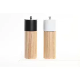 Salt and Pepper Set DKD Home Decor 5 x 5 x 16 cm Ceramic Black Rubber wood White (2 Units) by DKD Home Decor, Dispensers for ...