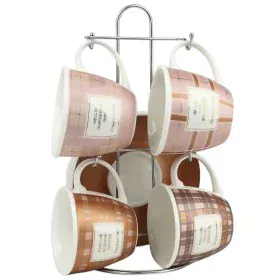 Juego de Tazas de Café DKD Home Decor Rosa Metal Marrón Blanco 210 ml 4 Piezas de DKD Home Decor, Tazas - Ref: S3036869, Prec...