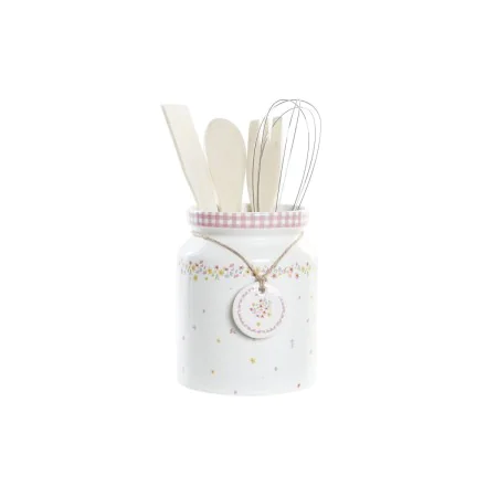 Juego de Utensilios de Cocina DKD Home Decor Dolomita Madera MDF 12 x 12 x 22 cm Flores de DKD Home Decor, Espátulas - Ref: S...