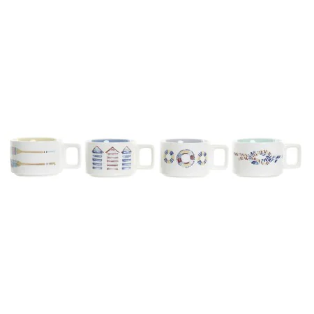 Conjunto de Chávenas de Café DKD Home Decor Azul Multicolor Metal Dolomite 4 Peças 260 ml de DKD Home Decor, Canecas - Ref: S...