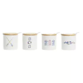 Sugar Bowl DKD Home Decor Sailor White Multicolour Bamboo Dolomite 4 Pieces 7,5 x 7,5 x 7,5 cm by DKD Home Decor, Sugar and m...