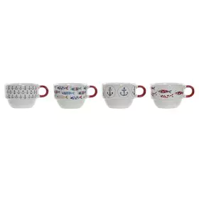 Juego de Tazas de Café DKD Home Decor Rojo Multicolor Metal Gres Mediterráneo 190 ml 4 Piezas de DKD Home Decor, Tazas - Ref:...