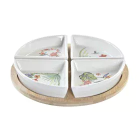 Appetizer Set DKD Home Decor White Multicolour Natural Bamboo Stoneware Tropical 21,5 x 21,5 x 1 cm (5 pcs) by DKD Home Decor...