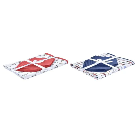 Set de mantelería DKD Home Decor 150 x 250 x 0,5 cm Rojo Azul Blanco (2 Unidades) de DKD Home Decor, Manteles - Ref: S3037030...