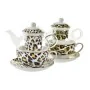 Teapot DKD Home Decor Leopard Crystal Porcelain Brown Transparent White (2 Units) by DKD Home Decor, Tea and coffee sets - Re...