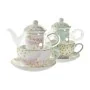 Teiera DKD Home Decor Cristallo Porcellana Rosa Trasparente Bianco Verde (2 Unità) di DKD Home Decor, Servizio da tè e caffè ...