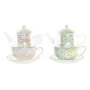 Teapot DKD Home Decor Crystal Porcelain Pink Transparent White Green (2 Units) by DKD Home Decor, Tea and coffee sets - Ref: ...