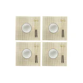 Conjunto de sushi DKD Home Decor Bambu Grés Branco Oriental 14,5 x 14,5 x 31 cm (16 Peças) de DKD Home Decor, Pratos e fontes...