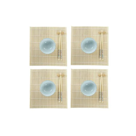 Set per Sushi DKD Home Decor 14,5 x 14,5 x 31 cm Azzurro Bianco Gres Orientale (16 Pezzi) di DKD Home Decor, Piatti e teglie ...