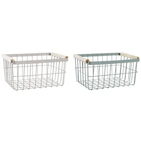 Cesta de Varilla DKD Home Decor Verde Beige Metal Pino Vintage 30,5 x 20 x 14,5 cm (2 Unidades) de DKD Home Decor, Estantes y...