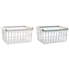 Cesta de Varetas DKD Home Decor Verde Bege Metal Pinheiro Vintage 30,5 x 20 x 14,5 cm (2 Unidades) de DKD Home Decor, Pratele...