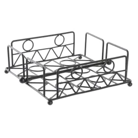 Porta-guardanapos DKD Home Decor Geométrico Preto Metal 18 x 18 x 7 cm de DKD Home Decor, Prateleiras e estantes - Ref: S3037...