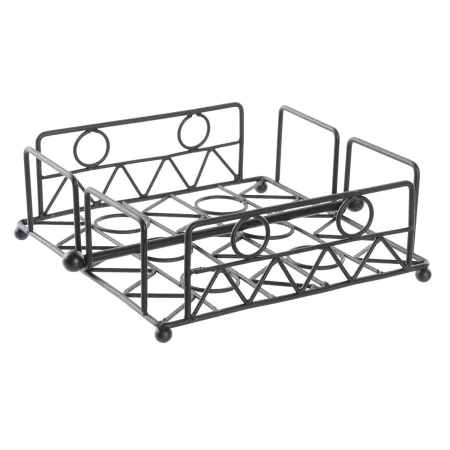 Servilletero DKD Home Decor Geométrico Negro Metal 18 x 18 x 7 cm de DKD Home Decor, Estantes y soportes - Ref: S3037240, Pre...