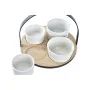 Conjunto para Aperitivos DKD Home Decor Branco/Preto Metal Bambu Grés Loft 5 Peças 20 x 20 x 14 cm de DKD Home Decor, Pratos ...