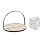 Appetizer Set DKD Home Decor White/Black Metal Bamboo Stoneware Loft 4 Pieces 21,5 x 21,5 x 14 cm by DKD Home Decor, Plates a...