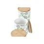 3 Tubs DKD Home Decor Natural White Green Bamboo Stoneware Tropical 10 x 10 x 17 cm by DKD Home Decor, Food storage - Ref: S3...