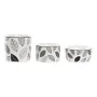 Set de Aperitivo DKD Home Decor Blanco/Negro Bambú Gres Hojas Cottage 3 Piezas 8 cm 20 x 20 x 8 cm de DKD Home Decor, Platos ...