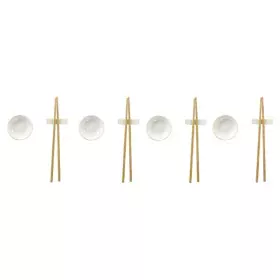 Set de sushi DKD Home Decor Bambou Grès Blanc Naturel Oriental 27,3 x 20,3 x 2,5 cm (12 Unités) de DKD Home Decor, Plats et p...