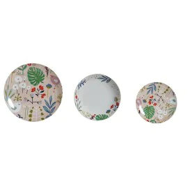 Service de Vaisselle DKD Home Decor Multicouleur Porcelaine Fleurs Urbaine 27 x 27 x 3 cm 18 Pièces (18 pcs) de DKD Home Deco...