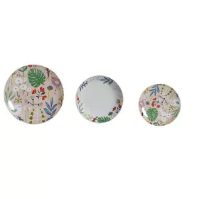 Service de Vaisselle DKD Home Decor Multicouleur Porcelaine Fleurs Urbaine 27 x 27 x 3 cm 18 Pièces (18 pcs) de DKD Home Deco...