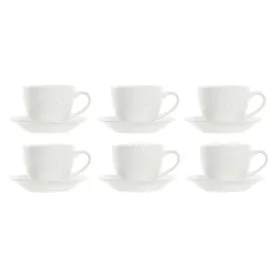 Ensemble de tasses à café DKD Home Decor Naturel Bois d'hévéa Blanc Grès 150 ml de DKD Home Decor, Tasses - Réf : S3037308, P...