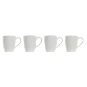 Ensemble de 4 mugs DKD Home Decor Blanc Naturel Bois d'hévéa Grès 300 ml 19 x 13 x 31 cm de DKD Home Decor, Tasses - Réf : S3...