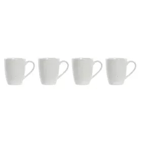 4 Piece Mug Set DKD Home Decor White Natural Rubber wood Stoneware 300 ml 19 x 13 x 31 cm by DKD Home Decor, Cups - Ref: S303...