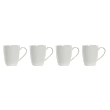 Ensemble de 4 mugs DKD Home Decor Blanc Naturel Bois d'hévéa Grès 300 ml 19 x 13 x 31 cm de DKD Home Decor, Tasses - Réf : S3...