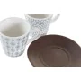 Conjunto de Chávenas de Café DKD Home Decor Azul Castanho Madeira da borracha Branco Grés 90 ml de DKD Home Decor, Canecas - ...