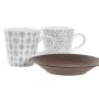 Piece Coffee Cup Set DKD Home Decor Blue Brown Rubber wood White Stoneware 90 ml by DKD Home Decor, Cups - Ref: S3037310, Pri...