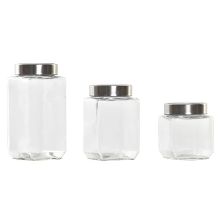 Set di 3 Barattoli DKD Home Decor 750 ml 8,5 x 8,5 x 18 cm di DKD Home Decor, Conservazione di alimenti - Rif: S3037354, Prez...