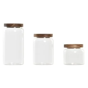 Conjunto de 3 Potes DKD Home Decor Acácia Vidro de Borosilicato (1 L) (400 ml) (700 ml) (3 Peças) de DKD Home Decor, Armazena...