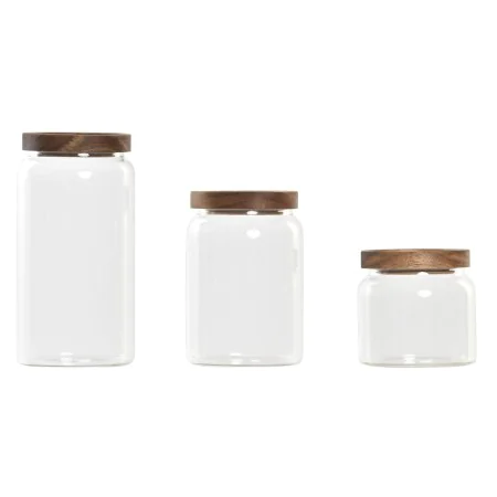 3 Tubs DKD Home Decor Acacia Borosilicate Glass (1 L) (400 ml) (700 ml) (3 Pieces) by DKD Home Decor, Food storage - Ref: S30...