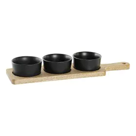 Bandeja de Aperitivos DKD Home Decor Negro Natural Acacia Gres 38 x 10 x 5,2 cm de DKD Home Decor, Platos y fuentes - Ref: S3...