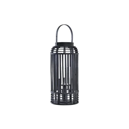 Lanterne DKD Home Decor Verre Noir Bambou (24 x 24 x 51 cm) de DKD Home Decor, Bougeoirs et chandeliers - Réf : S3037585, Pri...