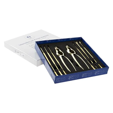 Seafood Set DKD Home Decor Golden Stainless steel 8 Pieces 3 x 3 x 15 cm by DKD Home Decor, Seafood Preparation Tools - Ref: ...