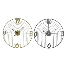 Horloge Murale DKD Home Decor Noir Doré Métal Moderne 45 x 3 x 45 cm (2 Unités) de DKD Home Decor, Pendules murales - Réf : S...