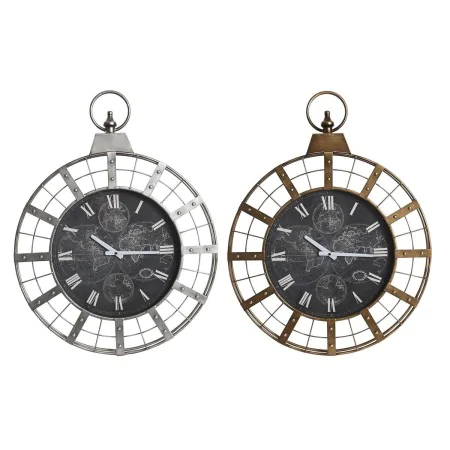 Wall Clock DKD Home Decor 60 x 6,5 x 78 cm Crystal Silver Black Golden Iron (2 Units) by DKD Home Decor, Wall Clocks - Ref: S...