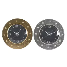 Orologio da Parete DKD Home Decor 48,5 x 6 x 48,5 cm Cristallo Argentato Nero Dorato Ferro (2 Unità) di DKD Home Decor, Orolo...