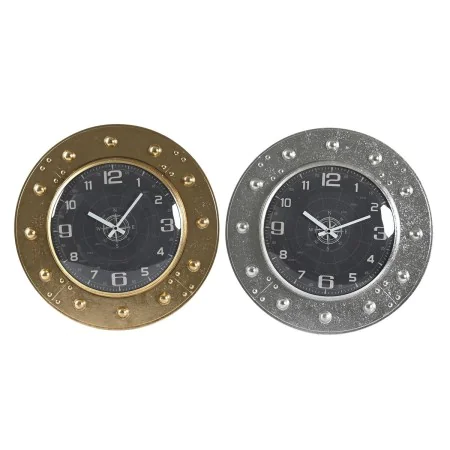 Horloge Murale DKD Home Decor 48,5 x 6 x 48,5 cm Verre Argenté Noir Doré Fer (2 Unités) de DKD Home Decor, Pendules murales -...