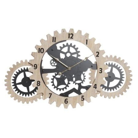 Horloge Murale DKD Home Decor Naturel Noir MDF Engrenage (70 x 4 x 45 cm) de DKD Home Decor, Pendules murales - Réf : S303771...