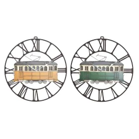 Horloge Murale DKD Home Decor 49,5 x 3,5 x 48 cm Métal Vert Jaune Vintage Train (2 Unités) de DKD Home Decor, Pendules murale...