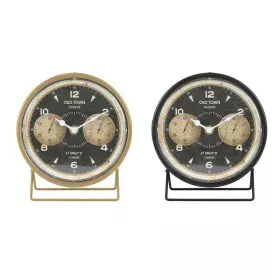 Orologio da Tavolo DKD Home Decor 12 x 5 x 14 cm Nero Dorato Ferro PVC Vintage (2 Unità) di DKD Home Decor, Orologi da scriva...