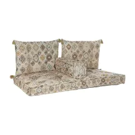 Canapé deux places DKD Home Decor Beige Marron Coton Jaune (145 x 76 x 13 cm) de DKD Home Decor, Fauteuils - Réf : S3038112, ...